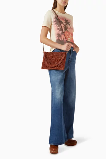 Summer Banana Shoulder Bag in Raffia