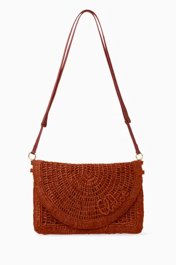 Summer Banana Shoulder Bag in Raffia