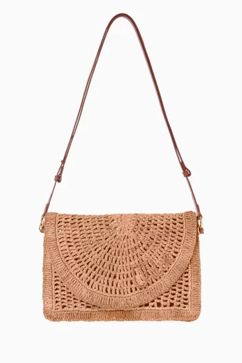Summer Banana Shoulder Bag in Raffia