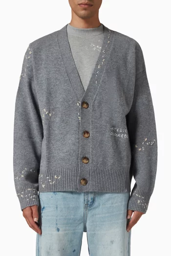 كارديغان أوفيس منسوج من مزيج صوف