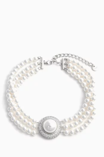 Pearl Choker in Silver-plated Brass