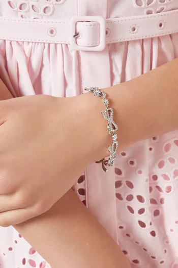 Crystal Bow Bracelet in Silver-plated Brass