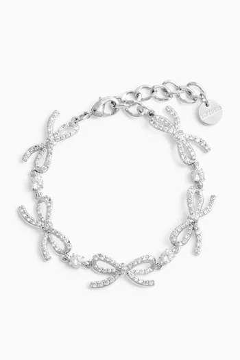 Crystal Bow Bracelet in Silver-plated Brass