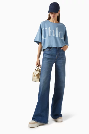Crop Logo-print T-shirt in Cotton