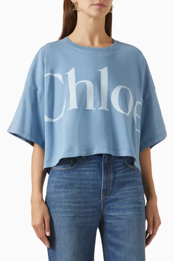 Crop Logo-print T-shirt in Cotton