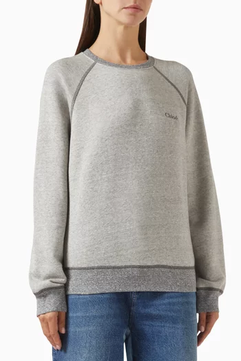 Embroidered Sweatshirt in Cotton Blend