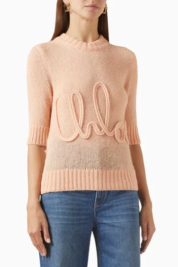 Logo Knit Sweater in Alpaca Wool Blend