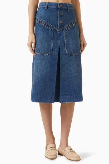 تنورة متوسطة الطول بفتحة دينم