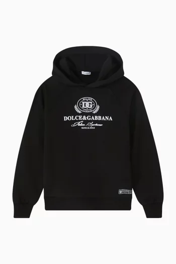 Flock Logo Hoodie in Cotton