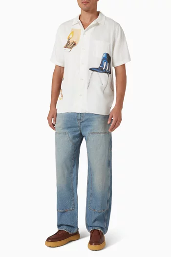 بنطال عملي بطبقتين على الركبتين دينم