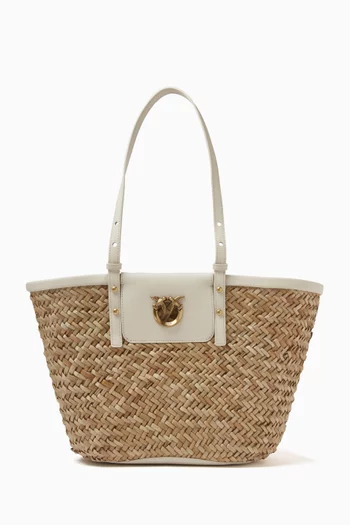 Love Summer Basket Shoulder Bag in Raffia