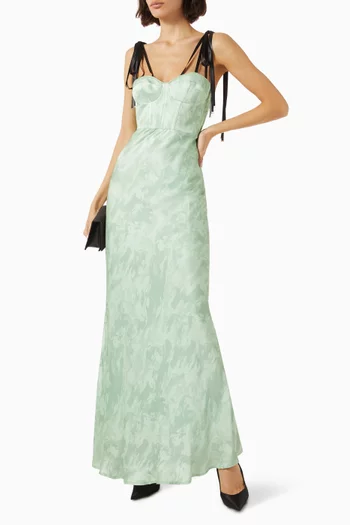 x Patrick McDowell Horse-print Maxi Dress in Satin