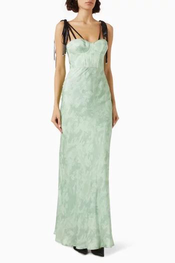 x Patrick McDowell Horse-print Maxi Dress in Satin