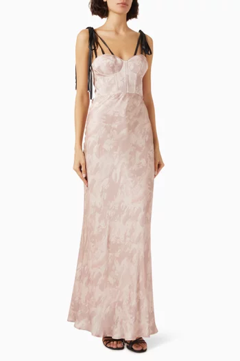 x Patrick McDowell Horse-print Maxi Dress in Satin