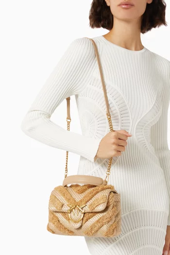 Mini Love Lady Puff Top-handle Bag in Raffia
