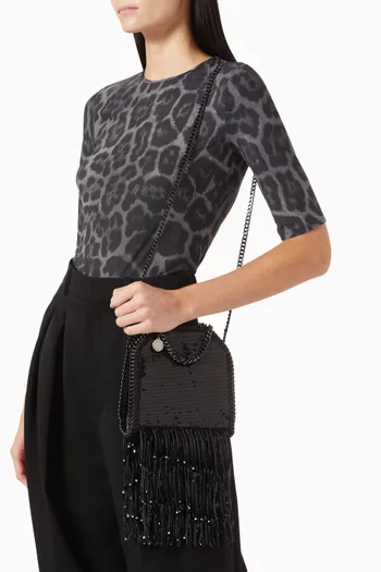 Tiny Falabella Sequin Tote Bag in Shaggy Deer