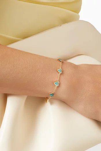 My Heart Turquoise 6 Hearts Bracelet in 18kt Gold