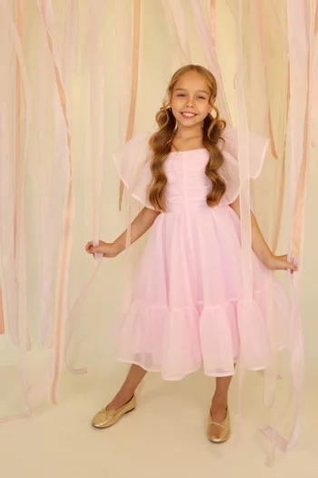 Flared-sleeves Dress in Tulle