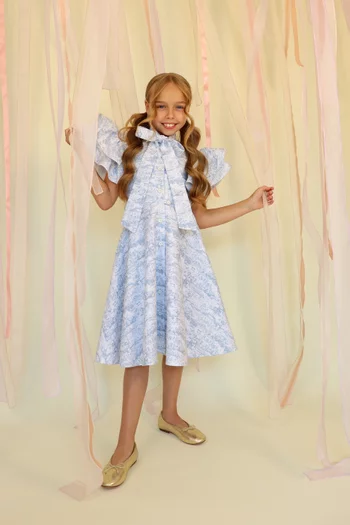 فستان مزين بعقدة وطبعة