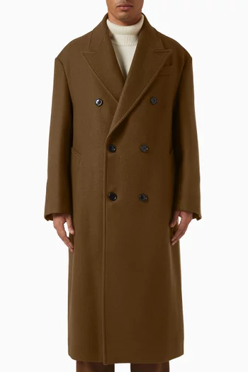 Double Breasted Long Coat in Wool