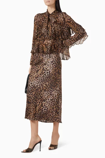 Albany Drawstring Midi Skirt in Twill