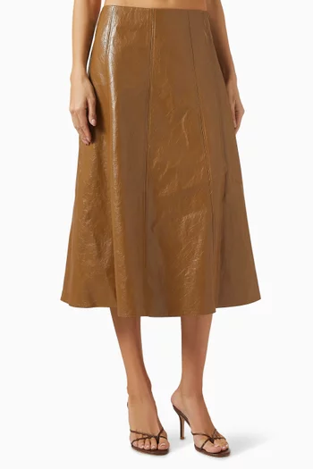 تنورة متوسط الطول بقصة واسعة تويل لامع