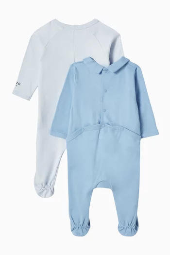 طقم بيجاما قطعة واحدة بشعار زهور بوكي قطن، قطعتان