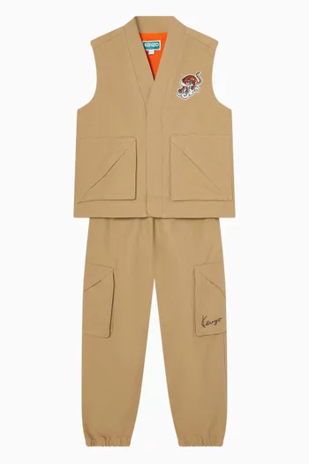 بنطال كارغو بشعار الماركة قطن