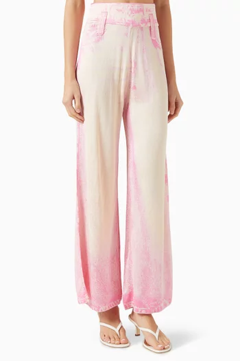 Aria Denim-print Wide-leg Pants