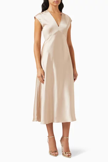 Fluid Midi Dress in Satin