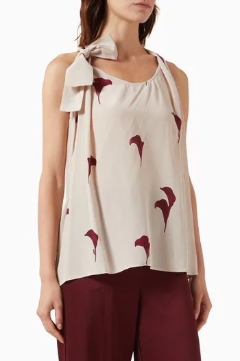 Fucino Printed Top in Silk Crepe de Chine