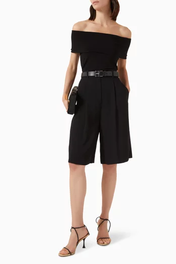 Darted Bermuda Shorts in Crepe Satin