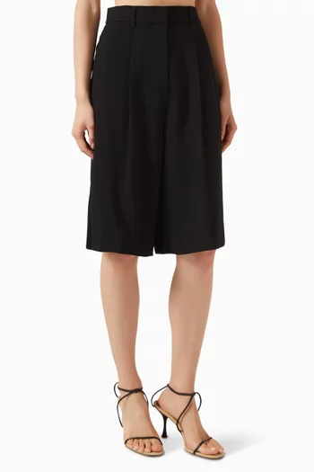 Darted Bermuda Shorts in Crepe Satin