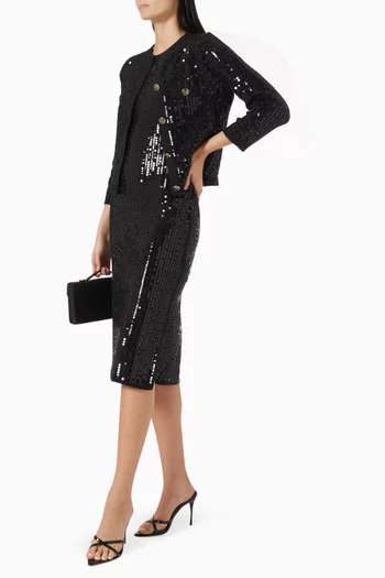 Siena Sequin-embellished Cardigan in Bouclé Knit