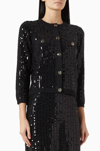 Siena Sequin-embellished Cardigan in Bouclé Knit