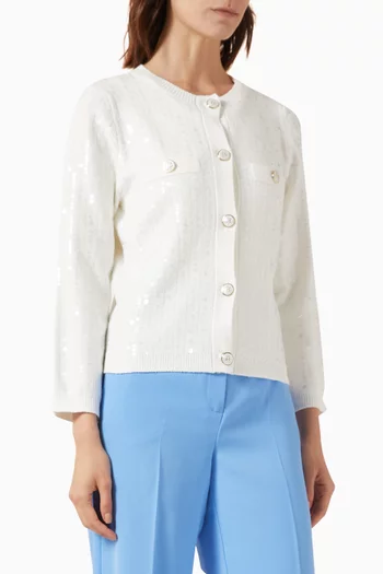 Siena Sequin-embellished Cardigan in Bouclé Knit
