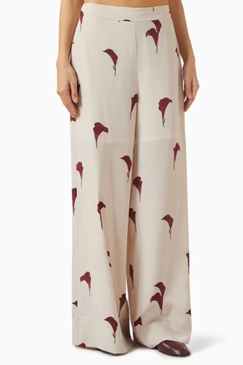 Iva Printed Pants in Silk Crepe de Chine