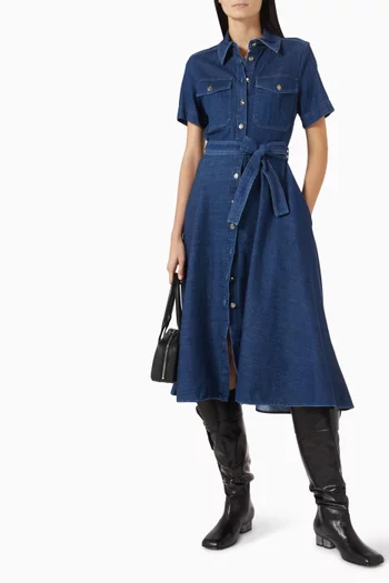 Fagotto Belted Shirtdress in Denim