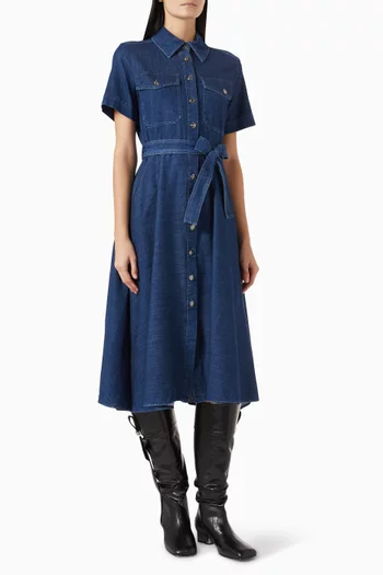 Fagotto Belted Shirtdress in Denim
