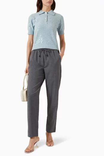 Diadema Sequin-embellished Polo Shirt in Cotton Blend