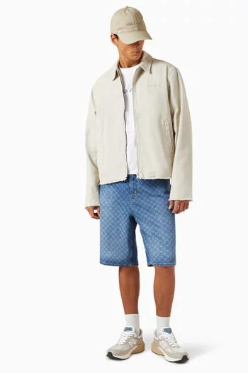 Laser Monogram Bermuda Shorts in Denim
