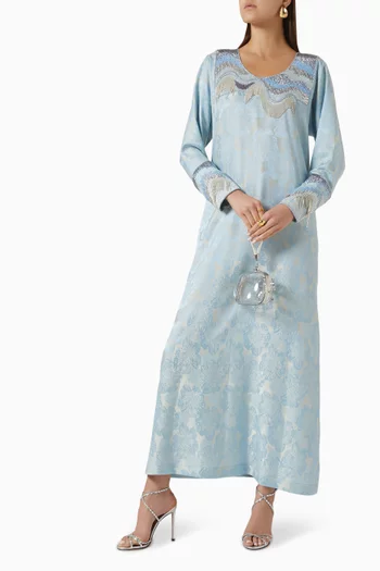 Embroidered Abstract Jalabiya in Silk Jacquard