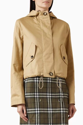 Short Parka Hooded Jacket in Gabardine
