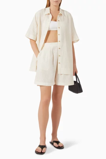 Dallas Stripe Shorts in Cotton-linen