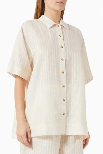 Montauk Stripe Shirt in Cotton-linen