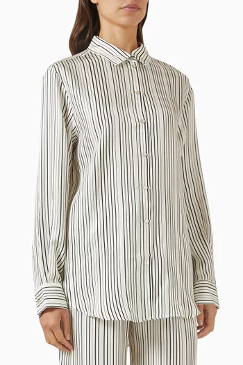 London Striped Shirt in Silk Twill