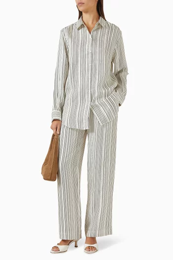 Aurelia Striped Pants in Silk Twill