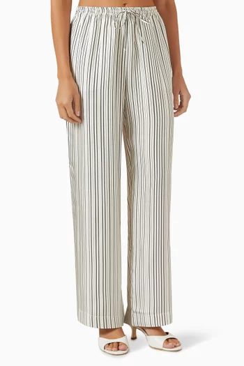 Aurelia Striped Pants in Silk Twill