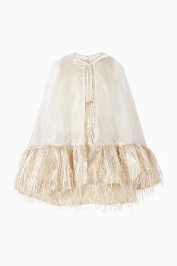 فستان واسع بكاب بكشكش وقصة على شكل حرف A‏