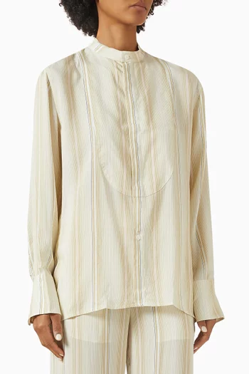 Stripe Bib-style Blouse in Viscose-silk